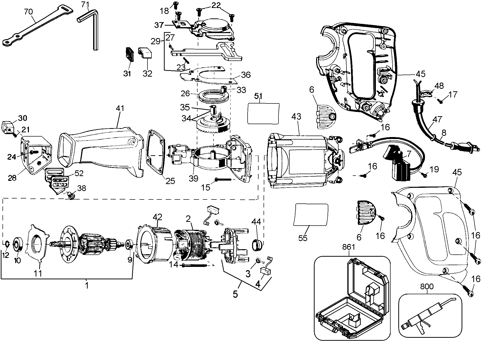 Page A Diagram and Parts List for TV900K 1 Black and Decker Reciprocating Saw